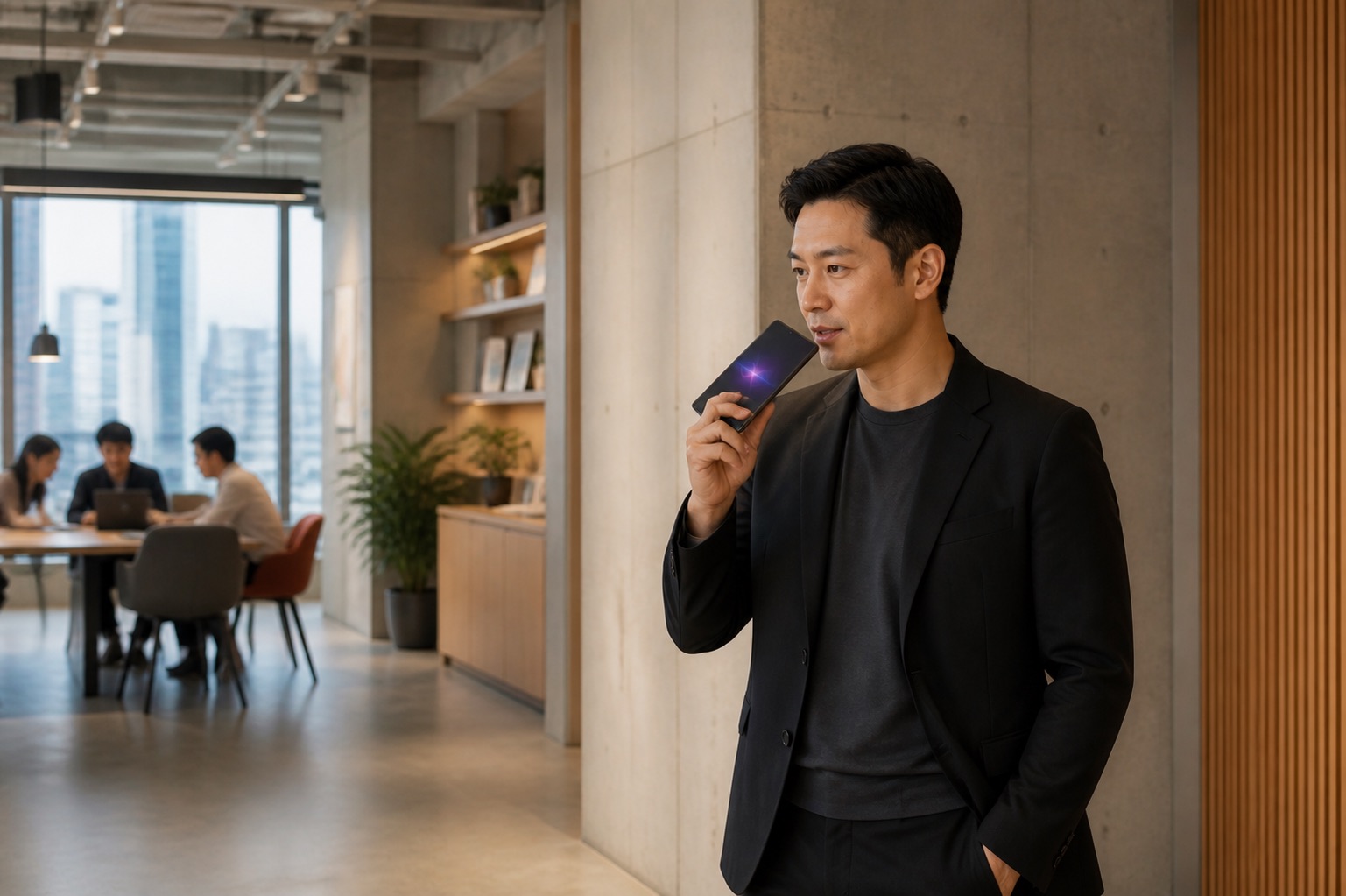 A Hong Kong operations manager using KanHan Voice on a mobile phone